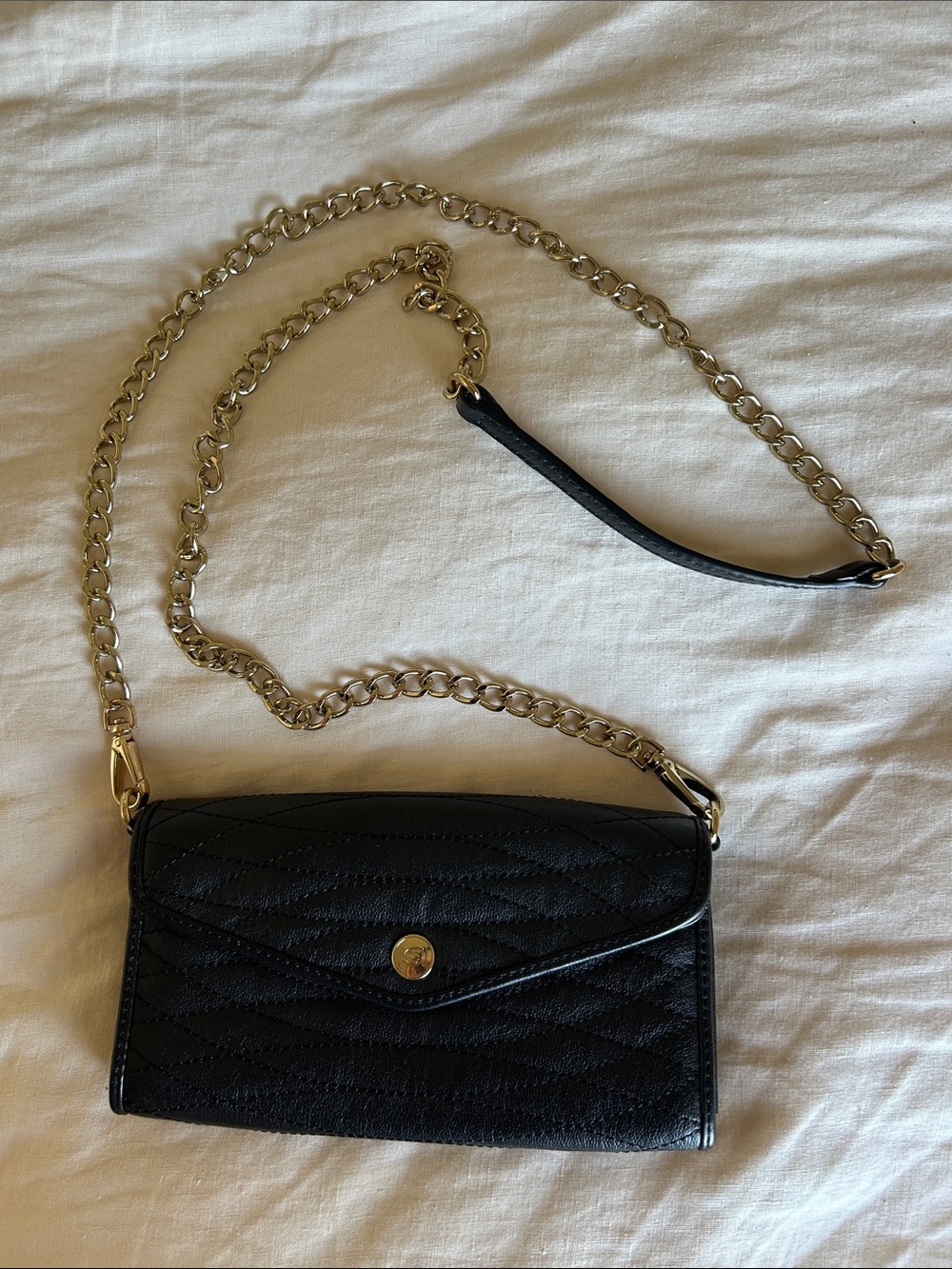 bebe black leather quilted clutch/crossbody bag